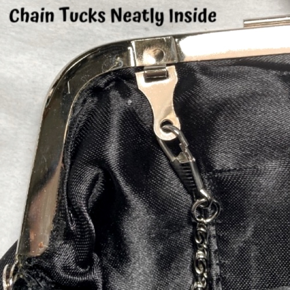 Vintage Black and Silver Sequin Bag with Chain Strap - Picture 7 of 14